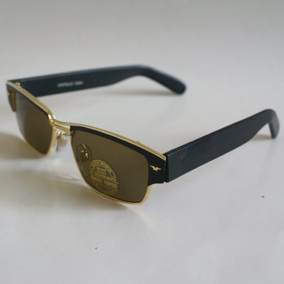 NWT True Vintage DB Bridge rectangular gold combo frame B-15 glass lens sunglass - Picture 2 of 4